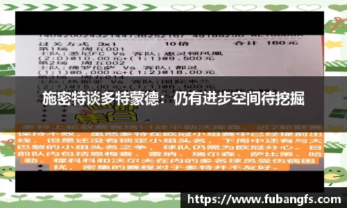 施密特谈多特蒙德：仍有进步空间待挖掘